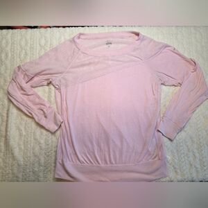 💕 Nike Dri-FIT Light Pink Mesh Yoke Long Sleeve Top Medium